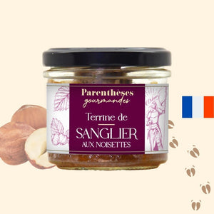 Terrine de sanglier aux noisettes 90g  - Parenthèses Gourmandes - Origine France, epicerie fine, terrine, tartinable, apéro, aperitif, sanglier, noisettes