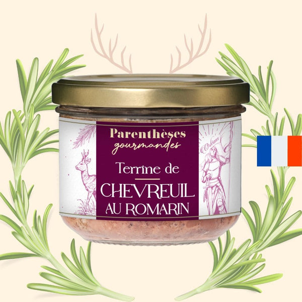 Terrine de chevreuil au romarin 200g  - Parenthèses Gourmandes - Origine France, epicerie fine, terrine, tartinable, apéro, aperitif, chevreuil, romarin