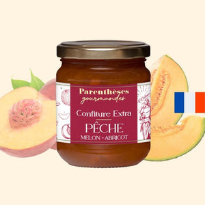 Confiture Pêche Melon Abricot 250g  - Parenthèses Gourmandes - Origine France, epicerie fine, confiture, petit-dejeuner