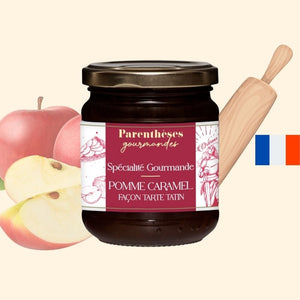 Confiture Pomme caramel façon Tatin 250g  - Parenthèses Gourmandes - Origine France, epicerie fine, confiture, petit-dejeuner