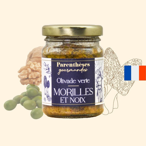 Olivade verte aux morilles & noix 80g  - Parenthèses Gourmandes - Origine France, epicerie fine, tartinable, apéro, aperitif