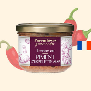 Terrine de campagne au piment d'Espelette 200g  - Parenthèses Gourmandes - Origine France, epicerie fine, terrine, tartinable, apéro, aperitif, piment espelette, piment